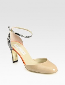 Polished point toe silhouette backed by a snake-print faux patent leather heel and wrap-around ankle strap. Self-covered heel, 3 (75mm)Faux patent leather upperPadded insoleImportedOUR FIT MODEL RECOMMENDS ordering true size. Polished point toe silhouette backed by a snake-print faux patent leather heel and wrap-around ankle strap. Self-covered heel, 3 (75mm)Faux patent leather upperPadded insoleImportedOUR FIT MODEL RECOMMENDS ordering true size.