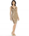 Embody timeless glamour in Lauren Ralph Lauren's sleeveless sequin dress, crafted with a flattering V-neckline and elegant ruching at the waist for a feminine silhouette.