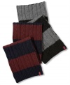 Big, brawny rugby stripes aren't just for rugby shirts anymore. Here, Tommy Hilfiger puts them to excellent use on this season's chunky cabled scarf.