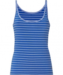 Adorable blue and white lingerie-inspired striped top from Juicy Couture - Stay cozy and stylish in this lovely sleep tank - Stylish micro stripes with delicate lace detail - Perfect for glamorous lounging Adorable blue and white lingerie-inspired striped top from Juicy Couture - Stay cozy and stylish in this lovely sleep tank - Stylish micro stripes with delicate lace detail - Perfect for glamorous lounging