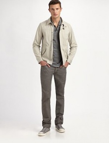 Five-pocket styling in ultra-relaxed washed cotton from Italy with a subtle sheen.Button waist with belt loops Zip fly Quarter top front pockets and coin pocket Back patch pockets Straight leg Inseam, about 33 Cotton; machine wash Imported Five-pocket styling in ultra-relaxed washed cotton from Italy with a subtle sheen.Button waist with belt loops Zip fly Quarter top front pockets and coin pocket Back patch pockets Straight leg Inseam, about 33 Cotton; machine wash Imported