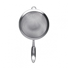 Features a broad soft handle for less hand fatigue. Fine mesh is ideal for straining vegetables, berries, pasta, and more. Sturdy, stainless steel double rod construction with a small loop for resting over a pot or bowl. Features a broad soft handle for less hand fatigue. Fine mesh is ideal for straining vegetables, berries, pasta, and more. Sturdy, stainless steel double rod construction with a small loop for resting over a pot or bowl.