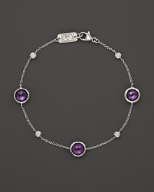 Amethyst and faceted diamonds add gorgeous sparkle to a slim sterling silver bracelet. From the Silver Rain collection by Ippolita. Amethyst and faceted diamonds add gorgeous sparkle to a slim sterling silver bracelet. From the Silver Rain collection by Ippolita.