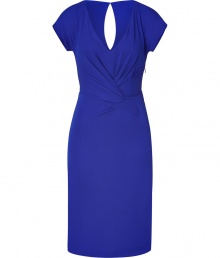 With a bold hue and an ultra-feminine fit, this cocktail dress from Alberta Ferretti is guaranteed to get you noticed - V-neck, short sleeves, crisscross draped front and back waist detail, back keyhole cut out, concealed side zip closure, fitted silhouette - Wear with sky-high platforms, a slim trench, and a studded clutch bag With a bold hue and an ultra-feminine fit, this cocktail dress from Alberta Ferretti is guaranteed to get you noticed - V-neck, short sleeves, crisscross draped front and back waist detail, back keyhole cut out, concealed side zip closure, fitted silhouette - Wear with sky-high platforms, a slim trench, and a studded clutch bag