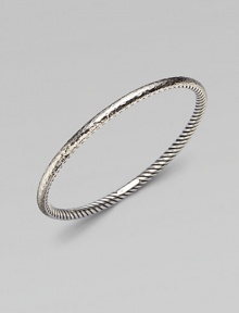 From the Midnight Melange Collection. Hammered sterling silver with signature twisted cable along the interior.Sterling silver Width, 4mm Diameter, about 2½ Imported 