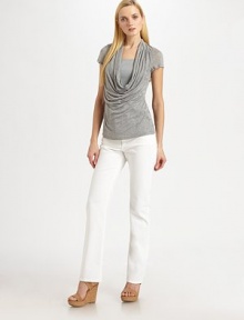 A sophisticated jersey top with a dramatic cowlneck and an easy fit.Deep cowlneckShort sleevesRibbed tank-inspired detailPull-on styleAbout 25 from shoulder to hemViscoseDry cleanImported of Italian fabric Model shown is 5'11 (180cm) wearing US size Small. A sophisticated jersey top with a dramatic cowlneck and an easy fit.Deep cowlneckShort sleevesRibbed tank-inspired detailPull-on styleAbout 25 from shoulder to hemViscoseDry cleanImported of Italian fabric Model shown is 5'11 (180cm) wearing US size Small.
