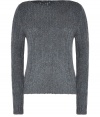With its contemporary knit patterning and cool shade of zinc heather, Vanessa Brunos super soft pullover is a modern-classic destined to be an everyday favorite as the new season settles in - Boat-neckline, long sleeves, ribbed trim - Slim straight fit - Pair with favorite skinnies and cool minimalist flats