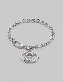 A bold chain of sterling silver with a chunky charm of interlocking Gs. Sterling silver Length, about 7¼ Pendant width, about ¾ Spring clip clasp Made in Italy A bold chain of sterling silver with a chunky charm of interlocking Gs. Sterling silver Length, about 7¼ Pendant width, about ¾ Spring clip clasp Made in Italy