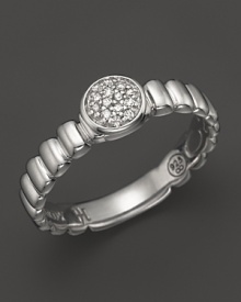 John Hardy Bedeg Silver Round Station Slim Band Ring with Diamond Pave John Hardy Bedeg Silver Round Station Slim Band Ring with Diamond Pave