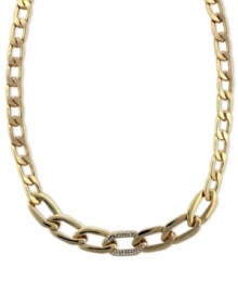 Stand out from the crowd like the glittering center pave link on this chain necklace from Vince Camuto. Crafted from gold tone mixed metal, the necklace also features a lobster claw closure. Approximate length: 16 inches. Stand out from the crowd like the glittering center pave link on this chain necklace from Vince Camuto. Crafted from gold tone mixed metal, the necklace also features a lobster claw closure. Approximate length: 16 inches.