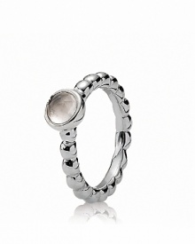 A romantic rose quartz stone takes center stage on PANDORA's sterling silver beaded band. Wear it on its own or stacked with with other sweet styles. A romantic rose quartz stone takes center stage on PANDORA's sterling silver beaded band. Wear it on its own or stacked with with other sweet styles.