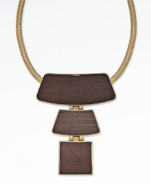 Be bold! This Bar III necklace pairs wooden geometric shapes with gold-tone accents for a statement-making effect. Crafted in metal with gold-plating. Approximate drop: 19-3/4 inches with 3 inch extension. Wood pendant approximate drop: 3-3/4 inches. Be bold! This Bar III necklace pairs wooden geometric shapes with gold-tone accents for a statement-making effect. Crafted in metal with gold-plating. Approximate drop: 19-3/4 inches with 3 inch extension. Wood pendant approximate drop: 3-3/4 inches.