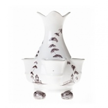 This charming Juliska tulipiere vase depicts romantic elements from English country life in traditional ceramic stoneware. This charming Juliska tulipiere vase depicts romantic elements from English country life in traditional ceramic stoneware.