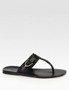 Leather thong sandal with silver palladium hardware.Stirrup detailLeather soleMade in Italy Leather thong sandal with silver palladium hardware.Stirrup detailLeather soleMade in Italy