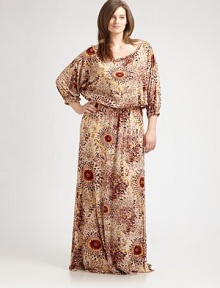 Whether you wear it on or off the shoulders, you will make an fantastic first impression in this soft, jersey dress. It features a vibrant print and an elasticized waist to ensure a comfortable and flattering fit. ScoopneckLong sleevesElasticized cuffs and waistPull-on styleAbout 63 from shoulder to hem92% modal/8% spandexDry cleanMade in USA Whether you wear it on or off the shoulders, you will make an fantastic first impression in this soft, jersey dress. It features a vibrant print and an elasticized waist to ensure a comfortable and flattering fit. ScoopneckLong sleevesElasticized cuffs and waistPull-on styleAbout 63 from shoulder to hem92% modal/8% spandexDry cleanMade in USA