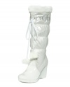 Edgy snow bunny style is yours with the Rafa wedge boots by Bebe. Featuring faux fur trim, pom pom laces and a functional rubber toe cap, they'll heat up your winter fast!