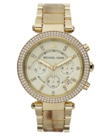 Natural hues and glitzy shine adorn this Parker collection watch from Michael Kors. Natural hues and glitzy shine adorn this Parker collection watch from Michael Kors.