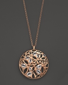 Clear rock crystal rests inside gleaming 18K rose gold on this modern Di MODOLO pendant necklace. Clear rock crystal rests inside gleaming 18K rose gold on this modern Di MODOLO pendant necklace.