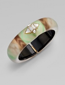 From the Lucite O'Keeffe Collection. A beautifully hand-crafted lucite design with a dazzling Swarovski crystal cluster. Hand-crafted luciteSwarovski crystalsGoldtoneDiameter, about 2.4Hinged, magnetic closureMade in USA From the Lucite O'Keeffe Collection. A beautifully hand-crafted lucite design with a dazzling Swarovski crystal cluster. Hand-crafted luciteSwarovski crystalsGoldtoneDiameter, about 2.4Hinged, magnetic closureMade in USA