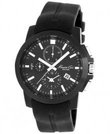 Black plating adds intrigue to this structured men's watch from Kenneth Cole New York.