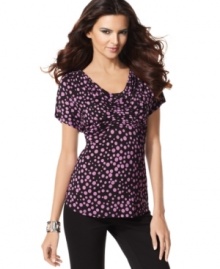 Pintucked detailing and a plucky print make INC's top stand out! Perfect for pairing with jeans, trousers and slim skirts for the holidays! Pintucked detailing and a plucky print make INC's top stand out! Perfect for pairing with jeans, trousers and slim skirts for the holidays!