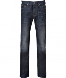 With a classic cut and dark denim wash, these jeans from Seven for All Mankind are a casual must-haven - Five-pocket styling, whiskering and fading, logo detailed back pockets - Classic cut straight leg - Style with pullovers and broken in lace-ups