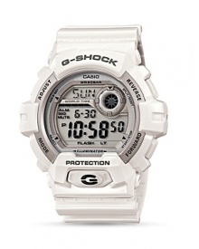 Shock resistant and substantial. Casio's digital watch is all teched out. With solar power, a stopwatch and multiple alarms, this hard-wearing piece is ready to go off the grid. Shock resistant and substantial. Casio's digital watch is all teched out. With solar power, a stopwatch and multiple alarms, this hard-wearing piece is ready to go off the grid.