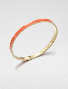 An enamel accented, 12k goldplated design with a hidden, engraved message. Enamel12K goldplated zincDiameter, about 2.5Slip-on styleImported An enamel accented, 12k goldplated design with a hidden, engraved message. Enamel12K goldplated zincDiameter, about 2.5Slip-on styleImported