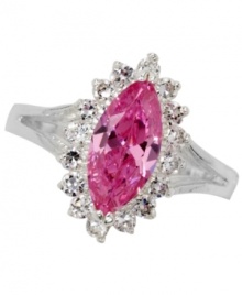 Think pink. City by City's ultra-feminine and super sparkly ring highlights a marquise-cut pink crystal surrounded by round-cut clear crystals. Set in silver tone mixed metal. Size 7. Think pink. City by City's ultra-feminine and super sparkly ring highlights a marquise-cut pink crystal surrounded by round-cut clear crystals. Set in silver tone mixed metal. Size 7.