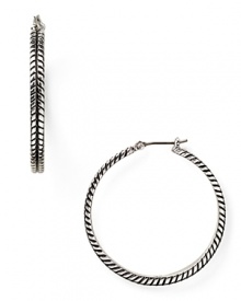 Glamor defined: subtle texture gives these silver-plated hoop earrings from Lauren Ralph Lauren added dimension. Wear them to take your look from simple to striking. Glamor defined: subtle texture gives these silver-plated hoop earrings from Lauren Ralph Lauren added dimension. Wear them to take your look from simple to striking.
