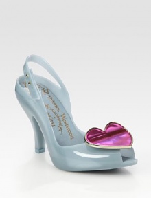 Signature silhouette with an adjustable ankle strap and a playful, oversized heart adornment. Self-covered heel, 4½ (115mm)Rubber upperPadded insoleImported Signature silhouette with an adjustable ankle strap and a playful, oversized heart adornment. Self-covered heel, 4½ (115mm)Rubber upperPadded insoleImported