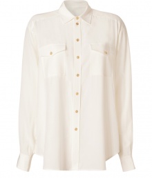 A cool basic perfect for dressing up or down, Josephs soft washed silk top is as chic as it is versatile - Classic collar, long sleeves, buttoned cuffs, button-down front, buttoned flap pockets, gold-toned buttons, slit sides, shirttail hemline, longer back - Loose fit - Wear with leather leggings and booties to work A cool basic perfect for dressing up or down, Josephs soft washed silk top is as chic as it is versatile - Classic collar, long sleeves, buttoned cuffs, button-down front, buttoned flap pockets, gold-toned buttons, slit sides, shirttail hemline, longer back - Loose fit - Wear with leather leggings and booties to work