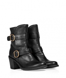 Add instant trend-right edge to your casual ensembles with these luxe leather boots from celeb favorite shoe line Fiorentini & Baker - Slightly upturned rounded toe, chunky mid-heel, dual ankle straps - Runs large, so order a size down - Wear with denim cut offs, a floral mini-dress, or skinny jeans and an oversized top Add instant trend-right edge to your casual ensembles with these luxe leather boots from celeb favorite shoe line Fiorentini & Baker - Slightly upturned rounded toe, chunky mid-heel, dual ankle straps - Runs large, so order a size down - Wear with denim cut offs, a floral mini-dress, or skinny jeans and an oversized top