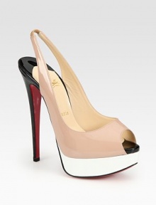 Smooth patent leather peep toe with a sultry heel and platform, secured by a comfortable slingback strap. Self-covered heel, 6 (150mm)Covered platform, 1 (25mm)Compares to a 5 heel (125mm)Patent leather upperLeather liningSignature red leather solePadded insoleMade in ItalyOUR FIT MODEL RECOMMENDS ordering true whole size; ½ sizes should order the next whole size up. Smooth patent leather peep toe with a sultry heel and platform, secured by a comfortable slingback strap. Self-covered heel, 6 (150mm)Covered platform, 1 (25mm)Compares to a 5 heel (125mm)Patent leather upperLeather liningSignature red leather solePadded insoleMade in ItalyOUR FIT MODEL RECOMMENDS ordering true whole size; ½ sizes should order the next whole size up.