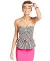 Loads of stripes and a candy-pink skinny belt equips Rampage's peplum top with undeniable pop power.