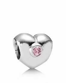 Pink cubic zirconia adds extra sparkle and eye-catching color to a polished silver PANDORA heart charm. Pink cubic zirconia adds extra sparkle and eye-catching color to a polished silver PANDORA heart charm.