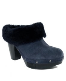 Winterize your flared jeans with the addition of the Katja mules by Rockport. A plush faux fur lining and cuff transform these 70s-inspired clogs into a cold-weather style statement. Winterize your flared jeans with the addition of the Katja mules by Rockport. A plush faux fur lining and cuff transform these 70s-inspired clogs into a cold-weather style statement.