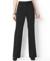 Straighten up: Charter Club offers straight-leg pants that work with your wardrobe! Allover pinstripes borrow from the boys, while a sleek flat front and creased leg instantly flatters.