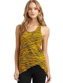 THE LOOKAllover velvet stripesAsymmetric hemRacerbackTHE FITAbout 35 from shoulder to hemTHE MATERIALAcrylic/leatherFully linedCARE & ORIGINDry cleanImportedModel shown is 5'8 (172½cm) wearing US size Small. THE LOOKAllover velvet stripesAsymmetric hemRacerbackTHE FITAbout 35 from shoulder to hemTHE MATERIALAcrylic/leatherFully linedCARE & ORIGINDry cleanImportedModel shown is 5'8 (172½cm) wearing US size Small.