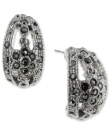 A stunning partial hoop design from 2028. This alluring design is dressed up with faux-marcasite stones. Crafted in hematite tone and silver tone mixed metal. Approximate length: 3/4 inch. Approximate width: 1/2 inch. A stunning partial hoop design from 2028. This alluring design is dressed up with faux-marcasite stones. Crafted in hematite tone and silver tone mixed metal. Approximate length: 3/4 inch. Approximate width: 1/2 inch.