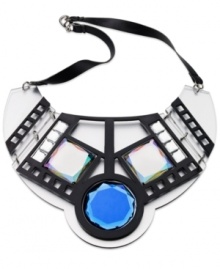 The future is now. This retro statement necklace from Bar II boasts sci-fi style with color block acrylic stones with an electric feel. Approximate length: 18 inches. Approximate drop 4-1/4 inches. The future is now. This retro statement necklace from Bar II boasts sci-fi style with color block acrylic stones with an electric feel. Approximate length: 18 inches. Approximate drop 4-1/4 inches.