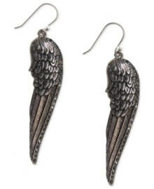 Soar to new fashion heights with this pair of drop earrings from Lucky Brand. Crafted from silver-tone mixed metal, the earrings feature glass pave accents for added appeal. Approximate drop: 2-7/8 inches. Soar to new fashion heights with this pair of drop earrings from Lucky Brand. Crafted from silver-tone mixed metal, the earrings feature glass pave accents for added appeal. Approximate drop: 2-7/8 inches.