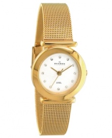 Make every day golden! The gold-tone, stainless steel, mesh bracelet and round, white dial combine for a sleek sensibility. Features ultraslim Japanese quartz. Water resistant up to 3 ATM. Lifetime imited warranty. Make every day golden! The gold-tone, stainless steel, mesh bracelet and round, white dial combine for a sleek sensibility. Features ultraslim Japanese quartz. Water resistant up to 3 ATM. Lifetime imited warranty.