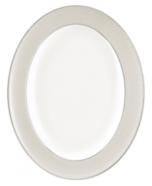 Display your finest meals or simply everyday favorites on this richly elegant serving platter. From innovative designer Monique Lhullier's collection of dinnerware and dishes, it features a pearlescent border with glossy raised dots and a fine stitch-like pattern. Display your finest meals or simply everyday favorites on this richly elegant serving platter. From innovative designer Monique Lhullier's collection of dinnerware and dishes, it features a pearlescent border with glossy raised dots and a fine stitch-like pattern.