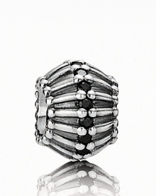 This dramatic sterling silver PANDORA charm is laced with sparkling black cubic zirconia stones. This dramatic sterling silver PANDORA charm is laced with sparkling black cubic zirconia stones.