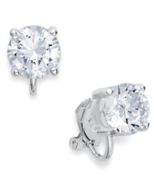 These faceted clear cubic zirconia (8mm) earrings by Lauren Ralph Lauren sparkle just like the real thing. Clip-on backing for non-pierced ears. Crafted in silver tone mixed metal. Approximate diameter: 3/8 inch. These faceted clear cubic zirconia (8mm) earrings by Lauren Ralph Lauren sparkle just like the real thing. Clip-on backing for non-pierced ears. Crafted in silver tone mixed metal. Approximate diameter: 3/8 inch.
