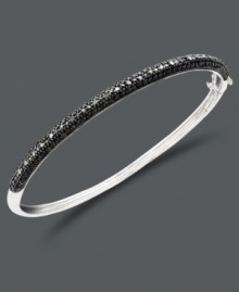 Add flashy style in bold color. This smooth, sterling silver Victoria Townsend bangle features sparkling round-cut black diamond (1/4 ct. t.w.). Approximate diameter: 2-1/2 inches. Add flashy style in bold color. This smooth, sterling silver Victoria Townsend bangle features sparkling round-cut black diamond (1/4 ct. t.w.). Approximate diameter: 2-1/2 inches.