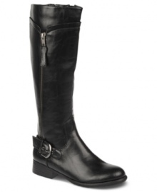 Zipper and buckle accents on the shaft of Life Stride's X-treme #2 wide calf boots gives this stylish pair an interesting sense of texture and shine. Zipper and buckle accents on the shaft of Life Stride's X-treme #2 wide calf boots gives this stylish pair an interesting sense of texture and shine.