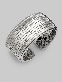 From the Bedeg Collection. Sterling silver shines in a intricate basketwoven design.Sterling silver Width, about 1¼ Diameter, about 2½ Made in Bali From the Bedeg Collection. Sterling silver shines in a intricate basketwoven design.Sterling silver Width, about 1¼ Diameter, about 2½ Made in Bali