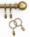 Featuring an elegant aged gold finish, this drapery clip ring set finishes your windows with practical sophistication. Clips slide easily over rod; clip to panels.
